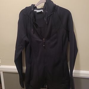 Athleta Black Zip Up Hoodie with Pockets and Thumbs Holes - Small